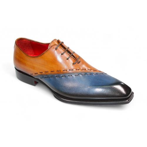 Emilio Franco "Arstide" Navy/Cognac Genuine Italian Leather Dress Shoes.